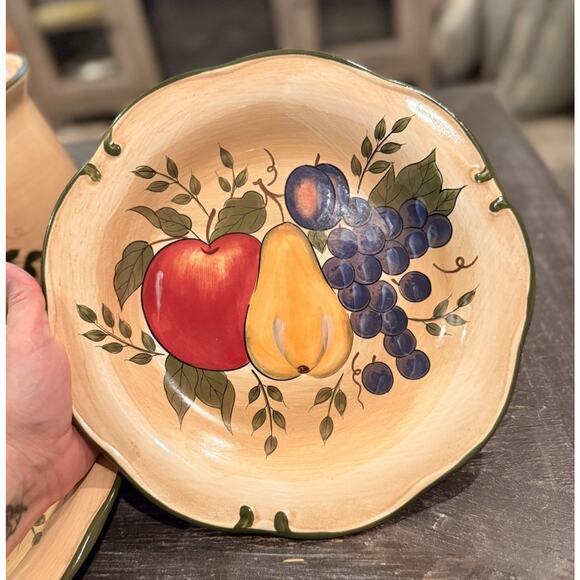 Home Trends Fruit Harvest 5 Pc Set Plates & Cookie Jar Hand Painted Stoneware - Picture 14 of 16